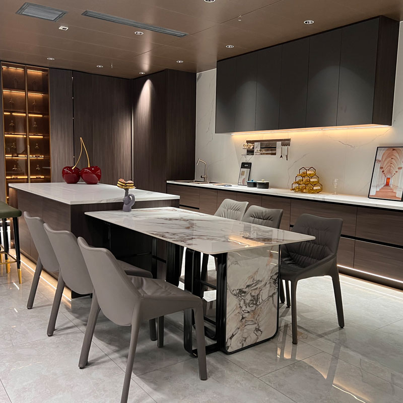 Laminated Timber Kitchen Cabinets Match Glass မီးဖိုချောင် Cabinets များ