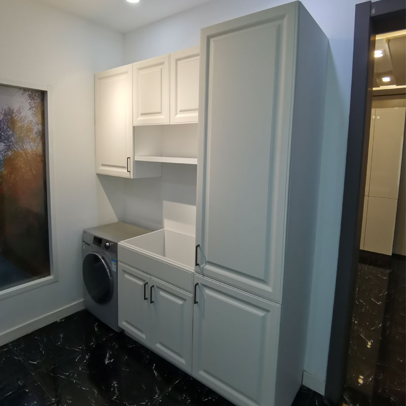 Laminated White Laundry Cabinets