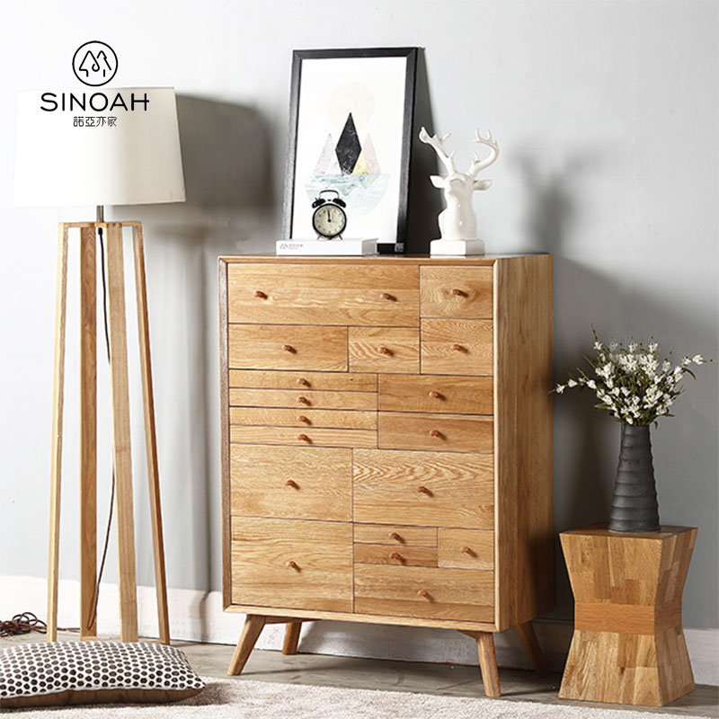 အံဆွဲမျိုးစုံပါရှိသော Oak Storage Cabinet