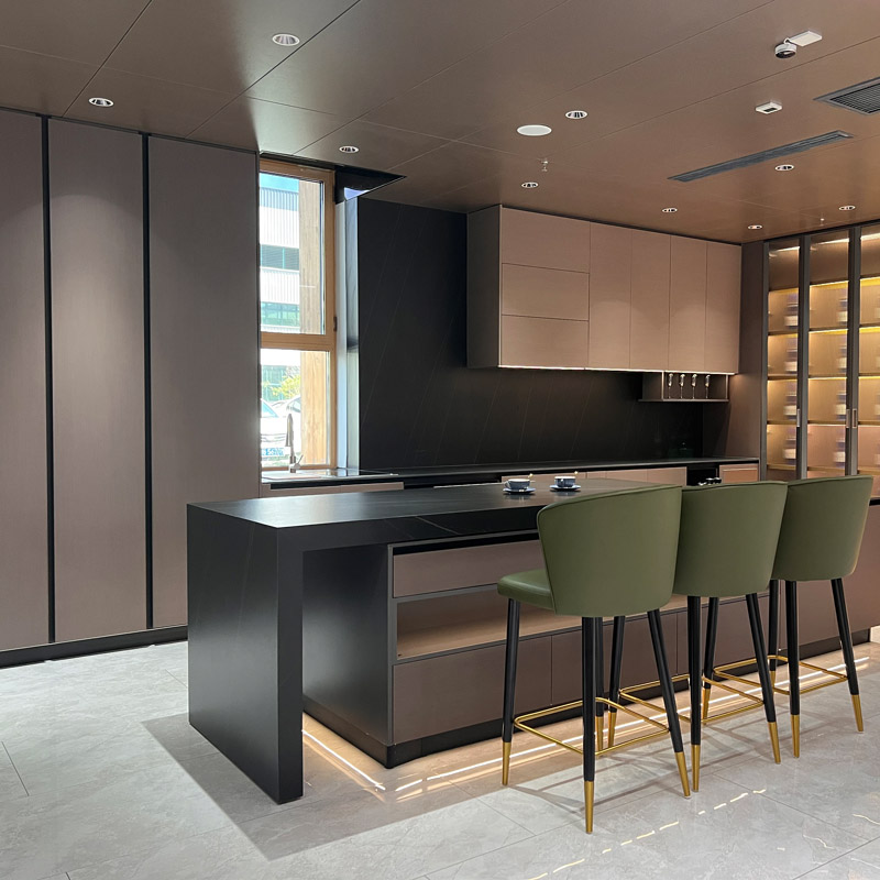 Smart Kitchen Cabinets L-Shape Luxury Kitchen Cabinets များ Glass Kitchen Cabinets များ၊