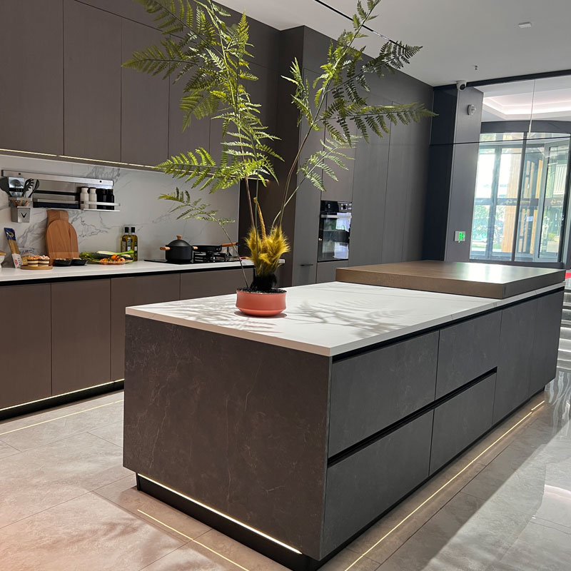 Smart Kitchen အဆင့်မြင့် Laminate မီးဖိုချောင် Cabinets